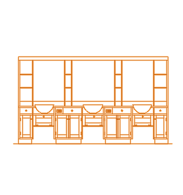بلوک آماده میز آرایشگاه برای اتوکد | المان حرفه‌ی طراحی داخلی